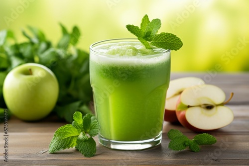 A Healthy Start to the Day: Apple Mint Juice in Morning Light