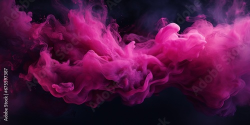 Abstract soft focus dark magenta flowing in water on black background