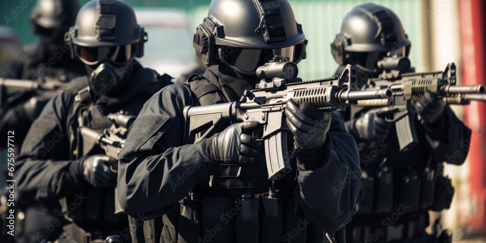 SWAT Team in action. SWAT Team in action.