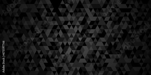 Modern abstract seamless geometric dark black pattern background with lines Geometric print composed of triangles. Black triangle tiles pattern mosaic background. Abstract pattern gray Polygon Mosaic.