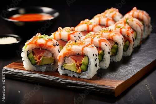 Delicious sushi / maki rolls on a plate.