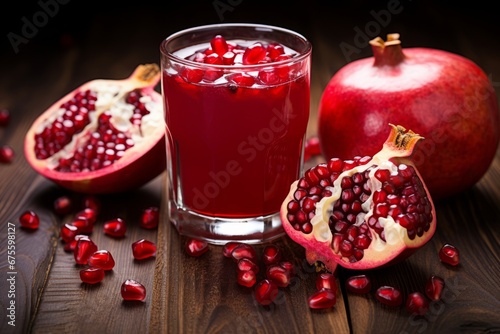 Aromatic vanilla and pomegranate infusion served in a glass on a rustic backdrop