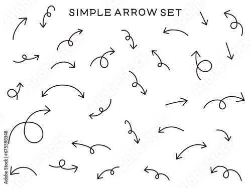 シンプルな矢印アイコンセット。ベクター、イラスト、手書き、線、上下、左右 photo