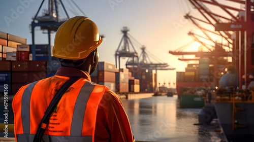 Port Operation, Workers in Logistics, Portraits and Lifestyle, Cargo Handling Safety Protocols, Maritime Logistics and Cargo Ships, Logistics Technology , Container Shipping and Global Trade 