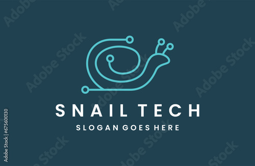  Snail tech logo template vector illustration design