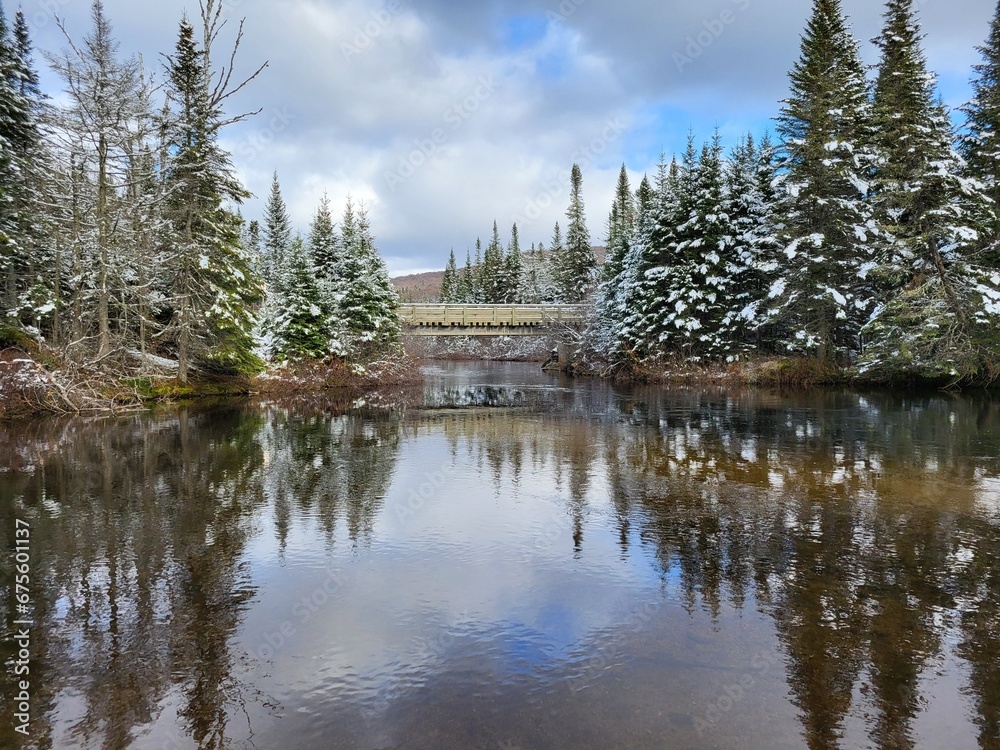 The little white river of the Portneuf wildlife reserve in early winter.
