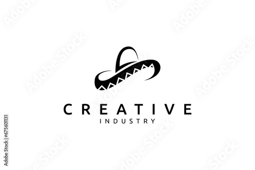 Abstract Traditional Mexican Sombrero Hat Vector Design Logo