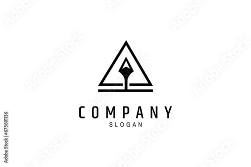 Arrow spear logo design in triangle combination