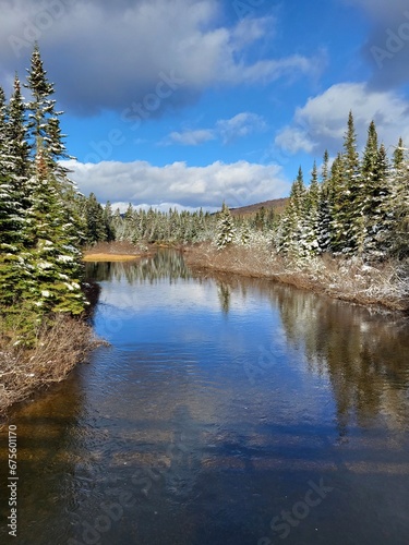 The little white river of the Portneuf wildlife reserve in early winter.