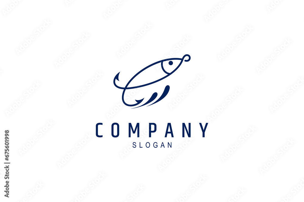Fish hook logo template in flat style suitable for fishing logo Fish hook logo template in flat style suitable for fishing logo