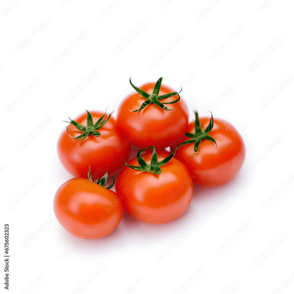 Five tomatoes on white background Five tomatoes on white background