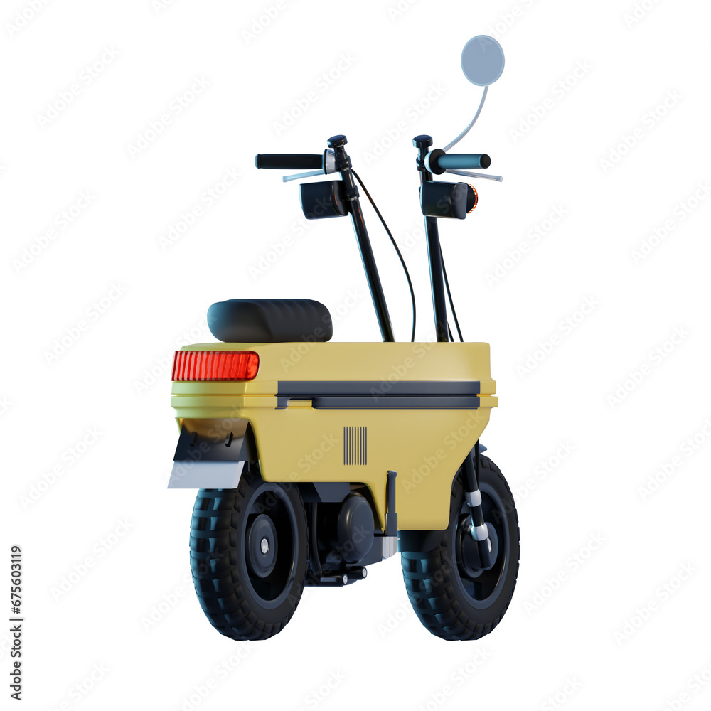 3D mini motorcyle - motor scooter yellow 3D mini motorcyle - motor scooter yellow