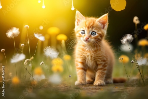 Close-up of cute cat gazing at something with beautiful bokeh background