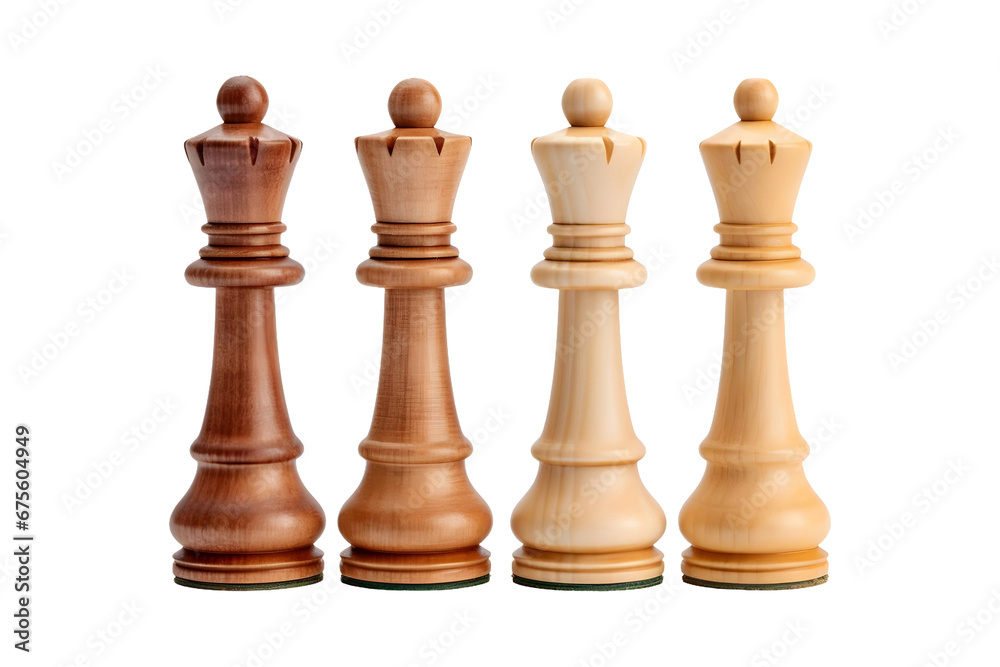 Brown and white pawn set, Wooden chess pieces isolated on transparent and white background Brown and white pawn set, Wooden chess pieces isolated on transparent and white background