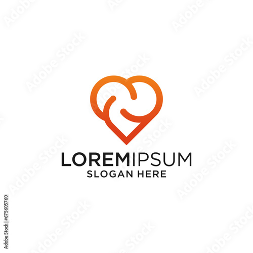 Brain Icon With Heart Symbol Inside. Heart Icon inside Brain Symbol Logo Design