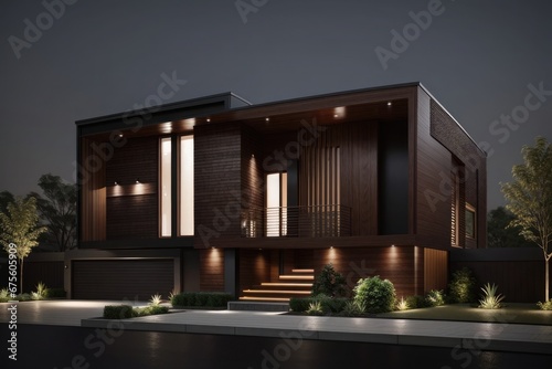 modern architectural miniature exterior house in night photo