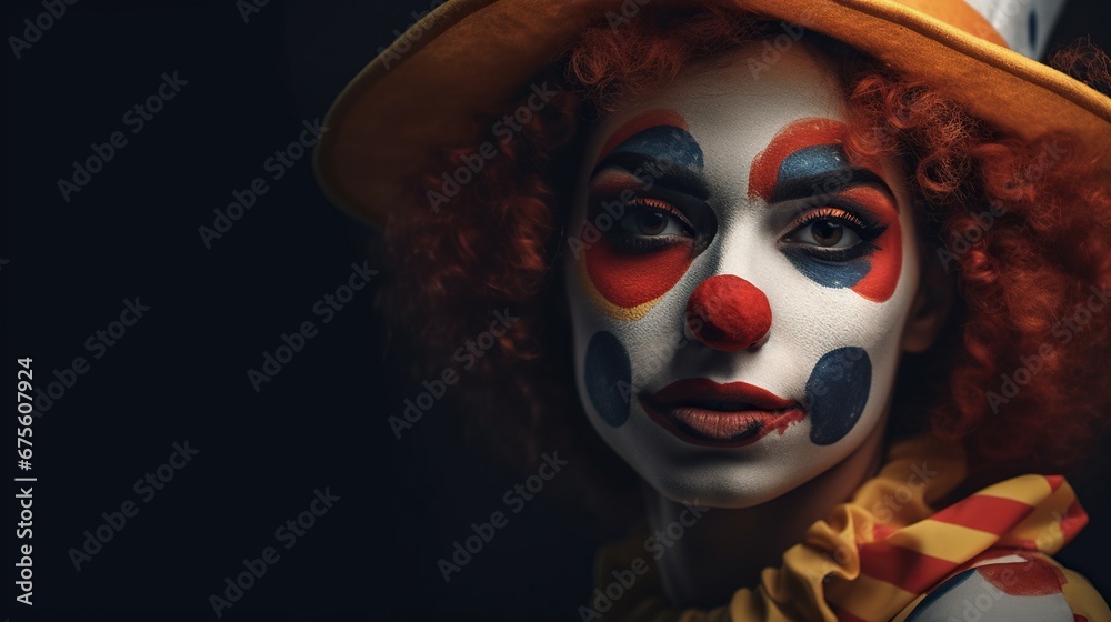 Portrait of a woman in a clown costume 