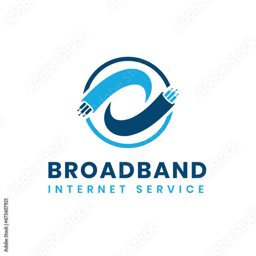 Optical fiber broadband creative logo modern and flat design for internet business