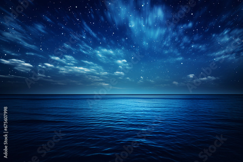 青く美しい広大な夜の海原の風景 © ayame123