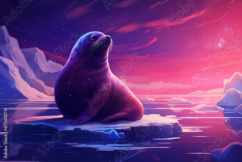 illustration of a view of a seal in winter