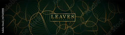 Bright natural background with golden plant leaves. Vector exotic pattern with shiny palm leaves.