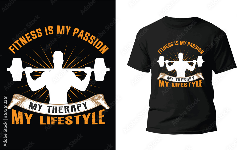 Gym T-Shirt, Fitness T-Shirt Design vector file