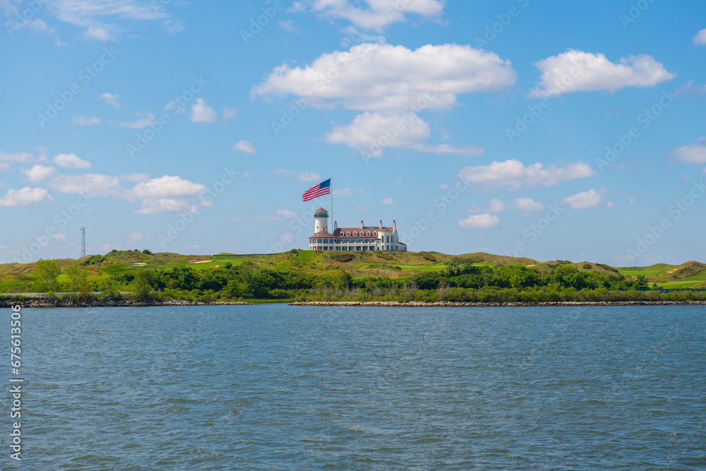 Bayonne Golf Country Club with lighthouse near Cape Liberty Cruise Port in city of Bayonne, New Jersey NJ, USA. Bayonne Golf Country Club with lighthouse near Cape Liberty Cruise Port in city of Bayonne, New Jersey NJ, USA.