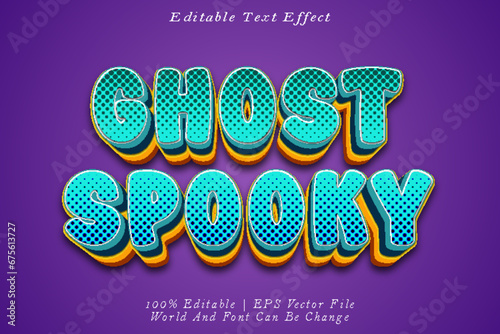 Ghost Spooky Editable Text Effect 3D Emboss Cartoon Style