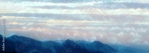 background illustration of white clouds in a blue sky with beautiful sunlight