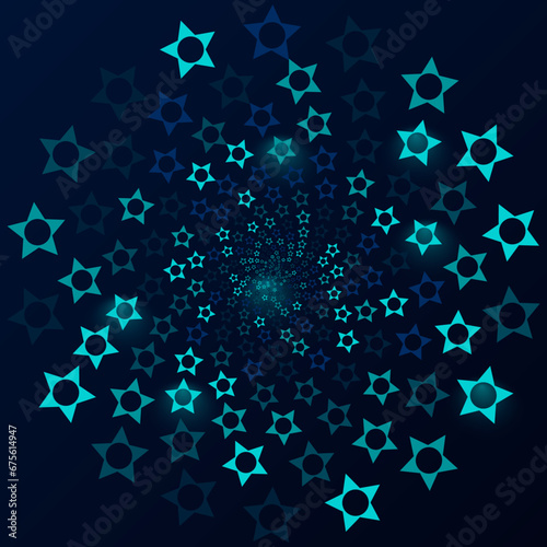 Abstract blue techno puzzle glowing geometric pattern background