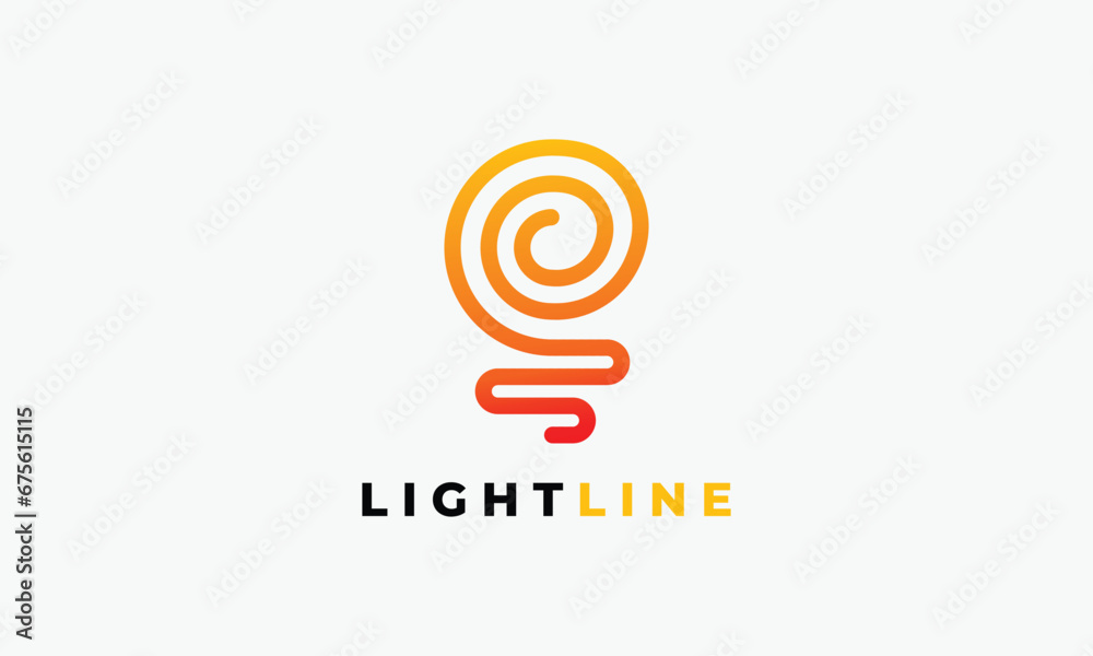 Logo vector minimalist neon lamp red color light concept electric energy logotype design