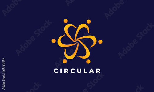 Circular turbine logo power air rotation engine wind concept for electric business company creative round rotation for ventilation