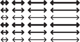 モノクロの両方向矢印、両側矢印,両向き矢印,双方向矢印,両矢印のベクターイラストセット