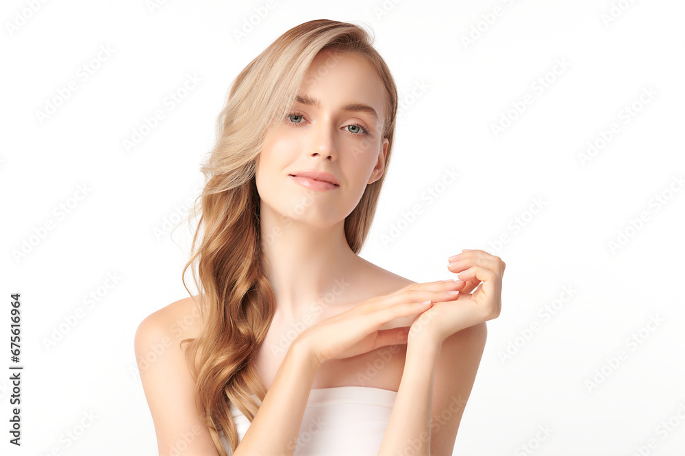 Beautiful young woman with clean fresh skin on white background, Face care, Facial treatment, Cosmetology, beauty and spa, women portrait. Beautiful young woman with clean fresh skin on white background, Face care, Facial treatment, Cosmetology, beauty and spa, women portrait.