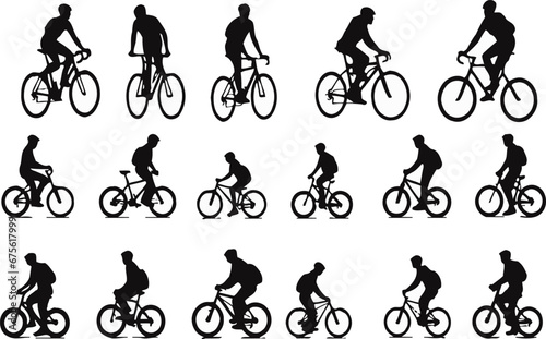 Silhouette style characters. Sports vector, sticker, solid black silhouette image on white background,