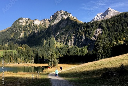 Switzerland, Lauenensee, with Hikers