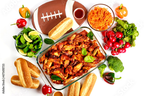 Food catering for American football fans watching the big game.