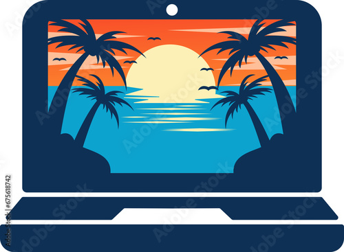 laptop beach logo
