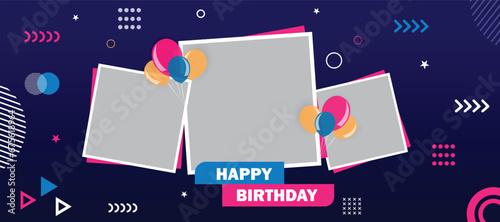 happy birthday photo frame banner for birthday card 