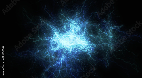青い電気エネルギーが放電する背景イメージ photo