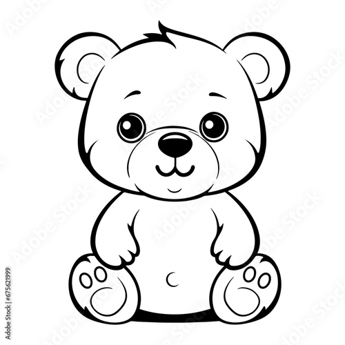  Cute cartoon bear line drawing vector for coloring page