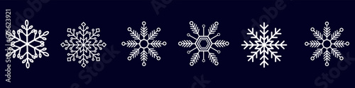 Hanging snowflake icon collection for winter holiday decoration. Set of snowflake icons. Christmas and New Year