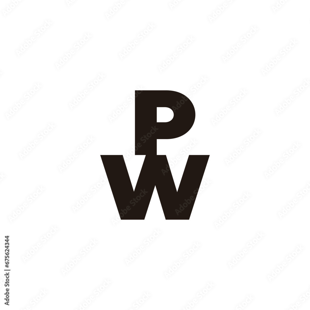 letter pw simple linked logo vector letter pw simple linked logo vector