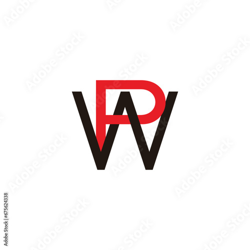 letter pw linked line simple colorful logo vector