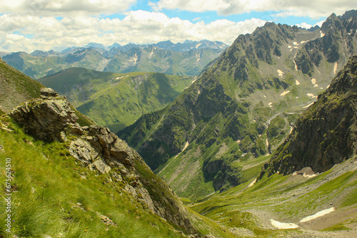 Beautiful summer landscape of Caucasus mountain. Panorama of Arkhyz at day