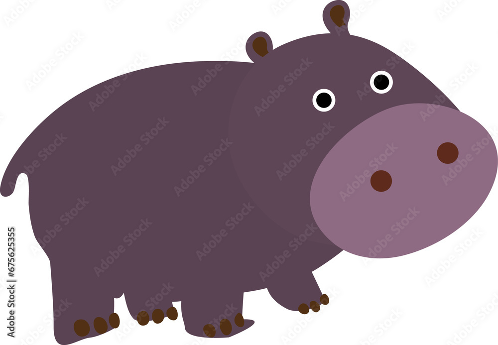 Obraz premium hippopotamus cartoon hand drawn animal