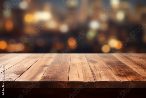 A wooden tabletop with an abstract texture. Ideal for creating a retro atmosphere in cafes. This description is AI Generative.