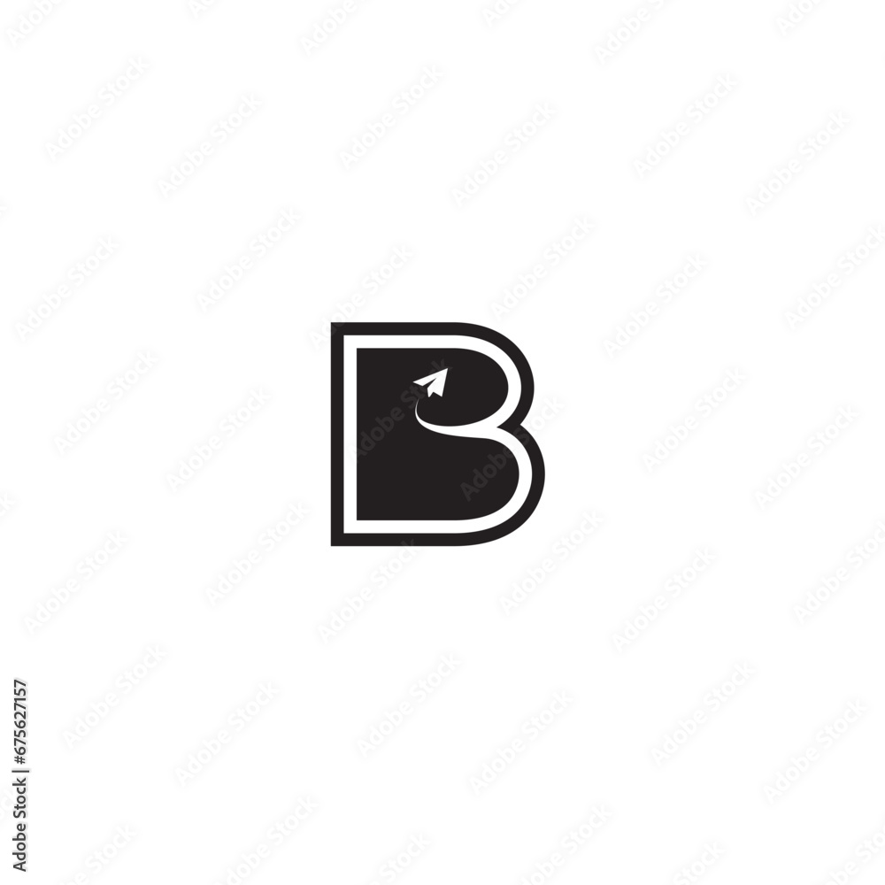 letter B and papper plane in it letter B and papper plane in it