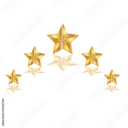 Five golden stars icon. Top quality concept illustration. Rating stars icon. 3d award stars. Vector