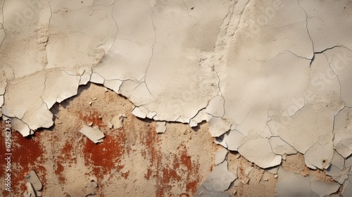 Cracks on the concrete walls of the house, details of damaged houses, houses with deterioration photo